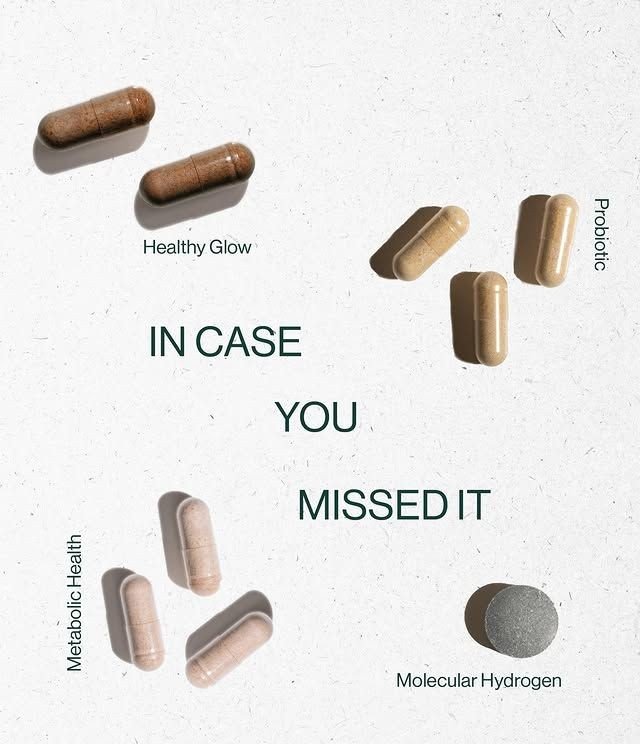 Capsules arranged on textured paper with the words 'In case you missed it'