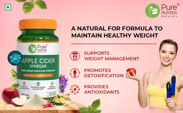Natural weight management formula with apple cider vinegar, wheatgrass, and spirulina for detox support