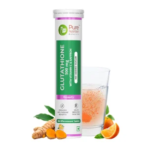 Glutathione 500mg effervescent tablets with Vitamin C & saffron for skin brightening and antioxidant protection