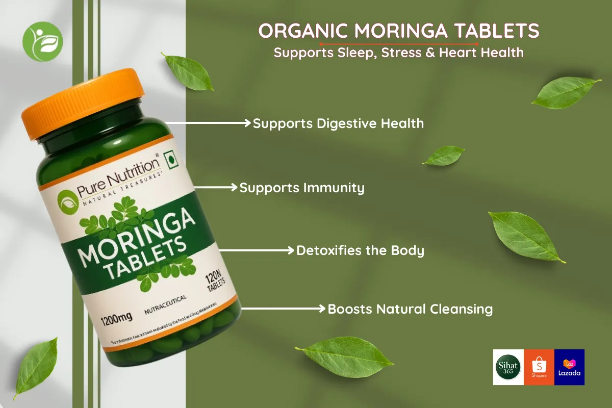 Pure organic moringa supplement for natural energy and immune support