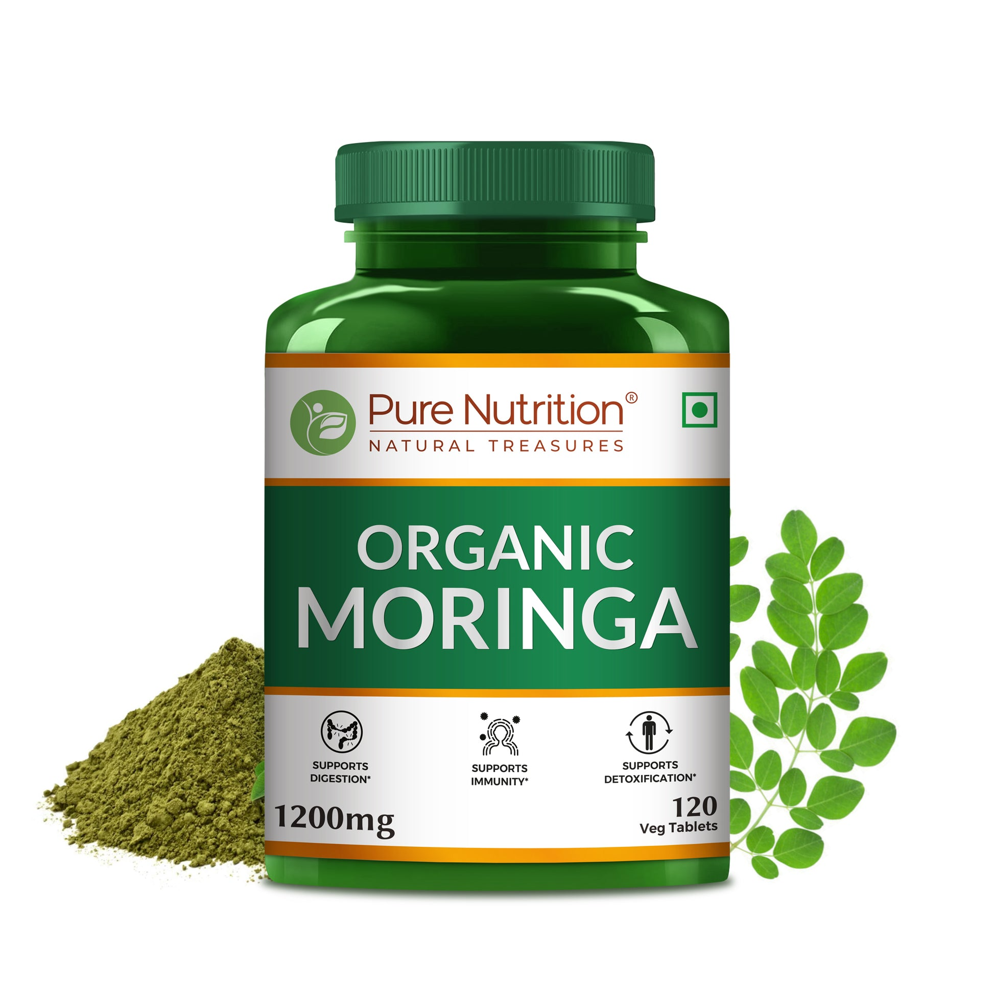 Organic Moringa supplement for digestion, immunity, and detox support