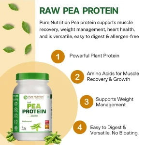 Pure vegan pea protein powder for lean muscle and digestion support