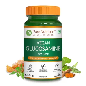 Vegan glucosamine 1500mg with MSM for joint and bone health support plant based supplement