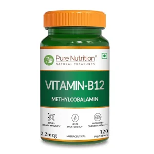 Pure Nutrition Vitamin B12 with Methylcobalamin bottle for energy, brain, and immune support Title: Pure Nutrition Vitamin B12 Supplement