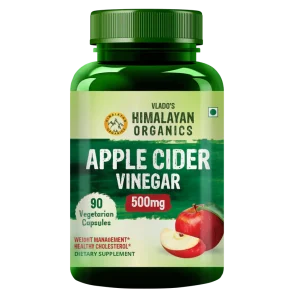 Organic apple cider vinegar capsules for weight management and healthy cholesterol support.