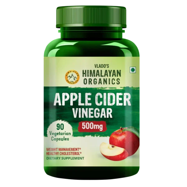 Organic apple cider vinegar capsules for weight management and healthy cholesterol support.