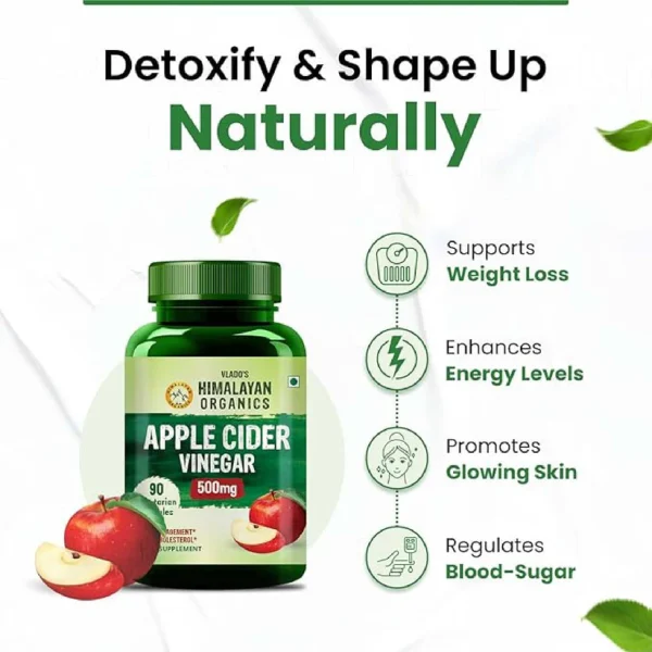 Apple cider vinegar supplement for weight loss, energy boost, and glowing skin.