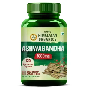 Vlado’s Himalayan Organics Ashwagandha 1000mg capsules herbal supplement for stress relief and energy