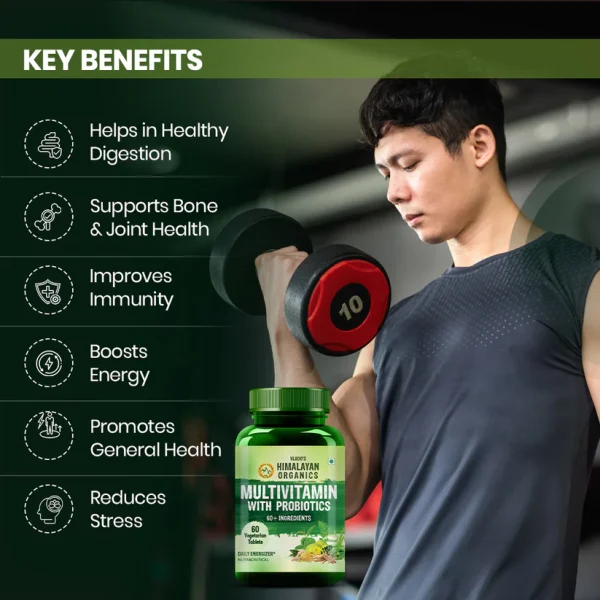 Probiotic-enriched multivitamin for digestive health, immunity support, stress relief and sustained energy
