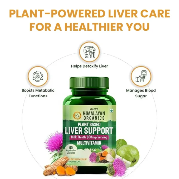 Plant-powered liver detox supplement with milk thistle to boost metabolism and blood sugar balance.
