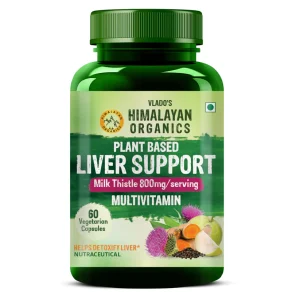 Plant-based liver detox supplement with 800mg milk thistle for natural liver support and cleansing