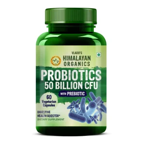 Probiotics 50 Billion CFU with Prebiotics help combat indigestion, constipation, acidity, weak immunity.