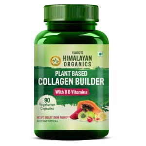 Himalayan Organics Plant Based Collagen Builder with 8 B Vitamins for youthful skin & anti-aging.