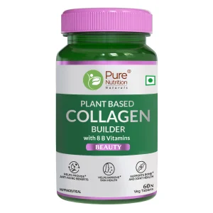 Plant-based collagen builder with 8 B vitamins for anti-aging, skin health, and bone support - vegan tablets