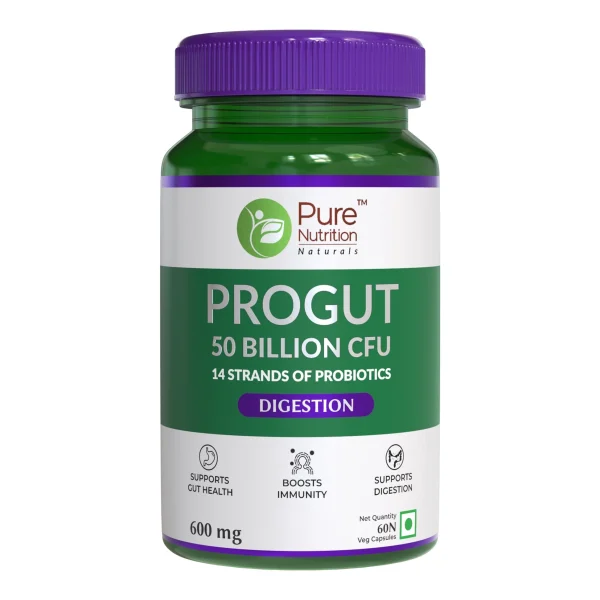 Pure Nutrition Progut 50 Billion CFU – Probiotic Supplement Bottle Front View
