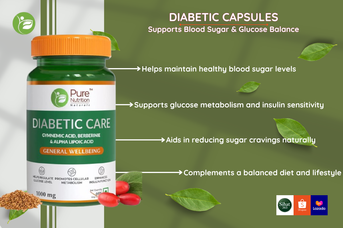 Diabetic Capsules support blood sugar and glucose balance.