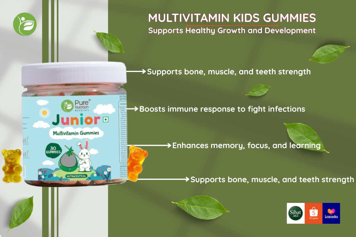 Kids gummies for immunity, focus, and growth.