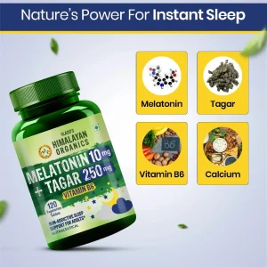 Sleep supplement ingredients: Melatonin, Tagar, Vitamin B6, Calcium.