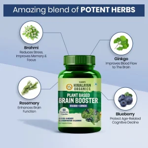Plant-based brain booster with Brahmi and Ginkgo.