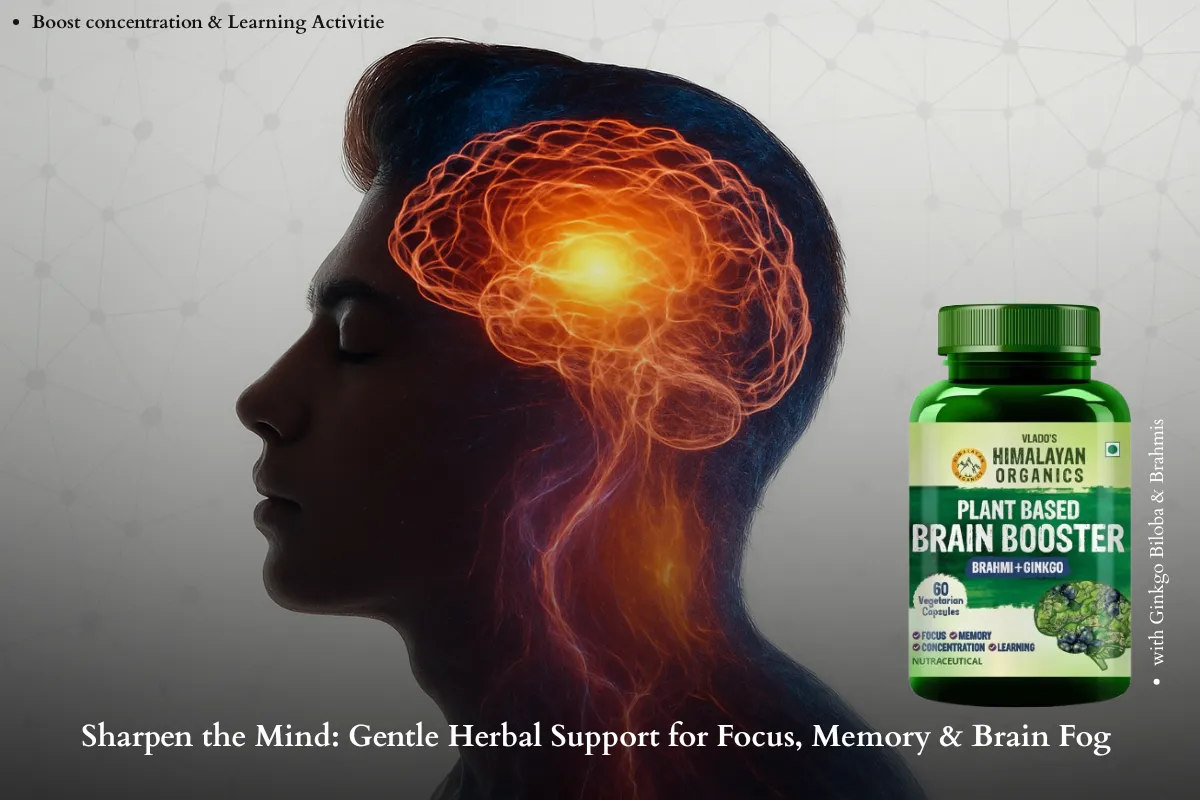 Herbal brain booster with Ginkgo and Brahmi for mental clarity